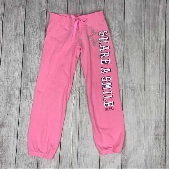 Justice pink sweatpants w/rhinestones size 10 girl - Picture 1 of 8